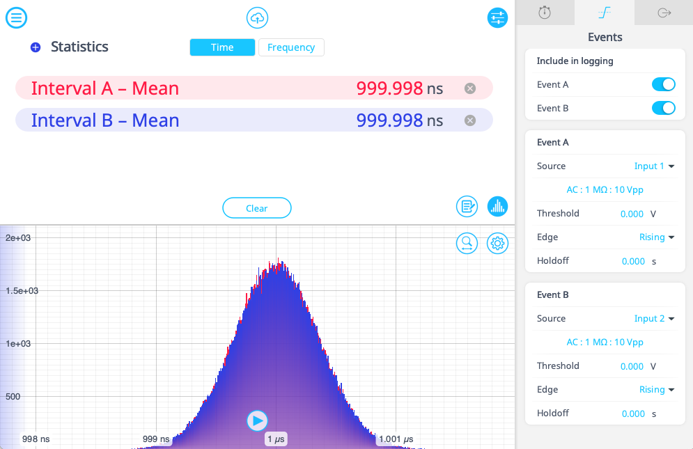 event configuration on the Moku Time & Frequency Analyzer